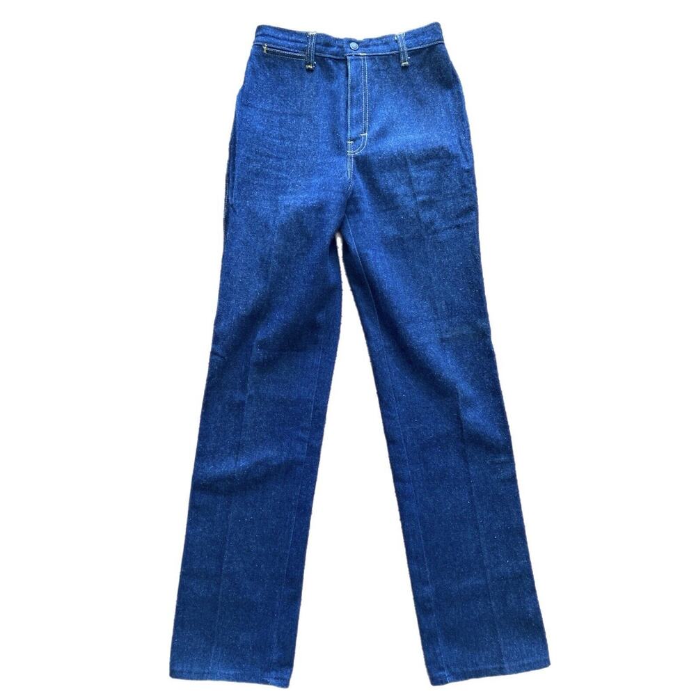 Vintage 70s 80s Action West High Rise Bootcut Cowgirl Rodeo Embroidered Jeans 25 - Picture 2 of 10